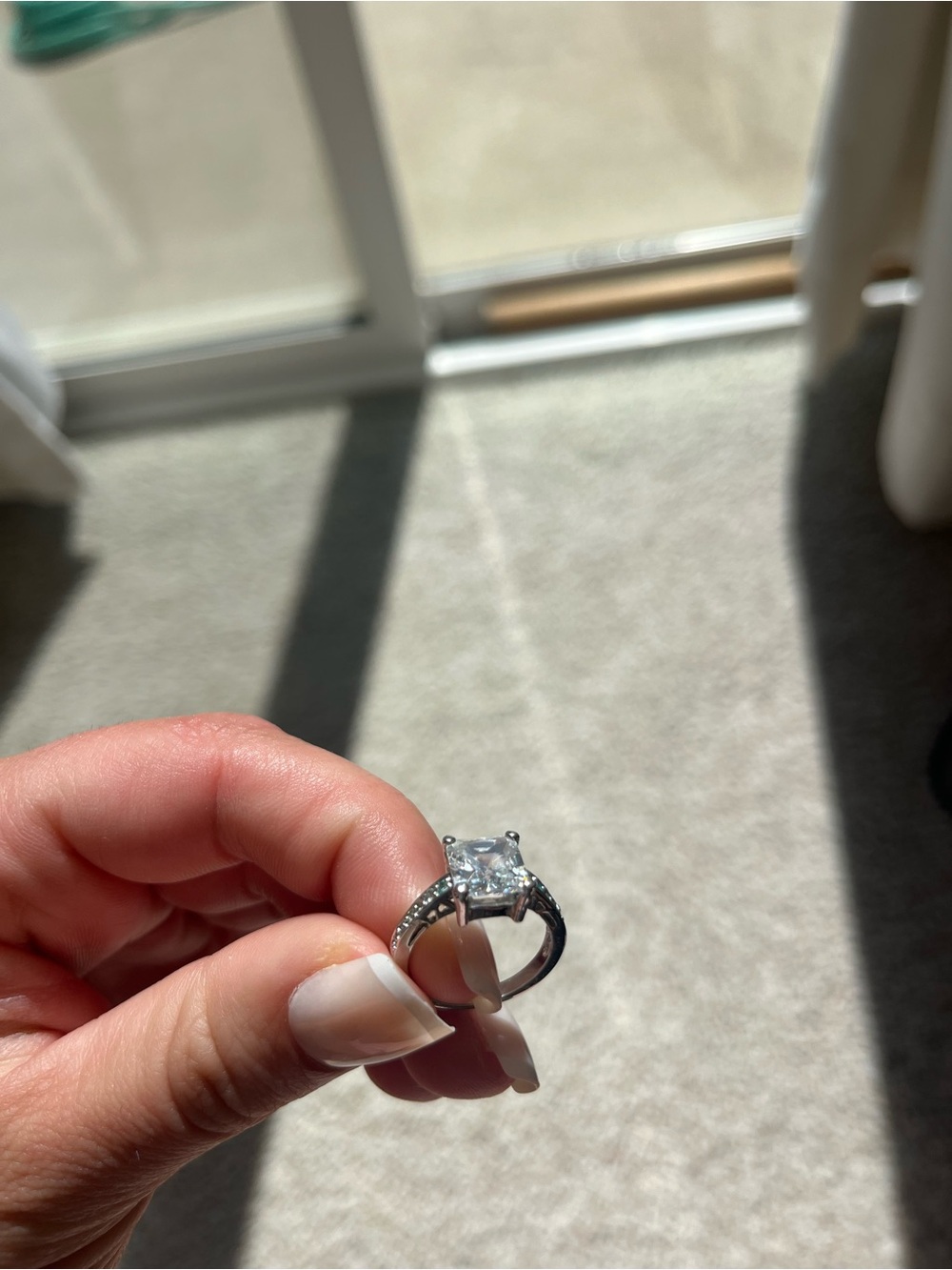 Cubic Zirconia Princess Cut Sterling Silver Ring